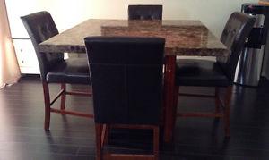 Marble dining set with 4 chairs