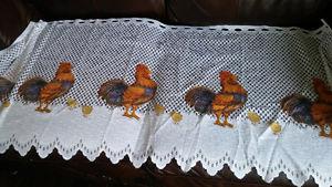 Rooster curtain and topper