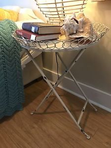 Rustic cream coloured metal end table