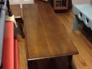 Stained long solid wood coffee table