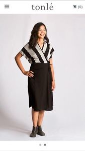 Tonlé wrap dress M-L size black and grey stripe