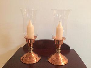 Vintage Coppercraft Hurricane candle holders