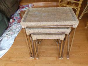 WICKER, RATTAN, ROPE STACKING TABLES