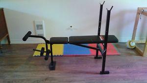 Weight Lifting Bench with Cast-Iron Barbells