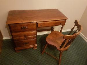 Woden desk and chair