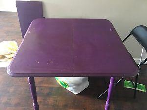 Wooden purple table with leaf