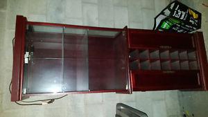 cherry display cabinet with wine rack