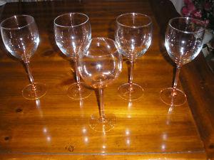 5 - 8 Inch Tall Goblets with Pink Bases and Stems