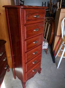 Beatufiul Red Stain French Provincial Upright 6-Drawer