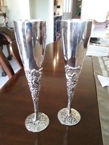 Beautiful Vintage Silver Toasting Goblets