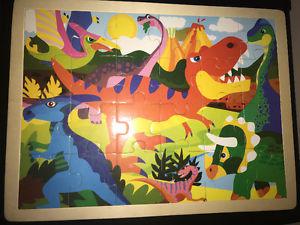 Dinosaur Puzzle 24 Large Pieces on Wooden Backing