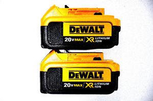 NEW! DeWALT 20V 4 AH Premium XR Battery With Fuel Gauge PAIR