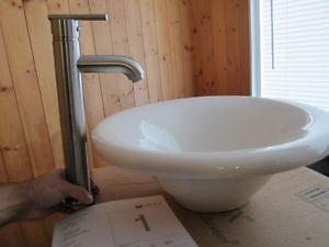 NEW brush nickel faucet tap and NEW vessel sink