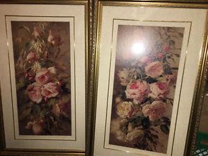 Pair of flower pictures
