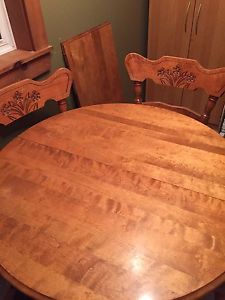 Solid maple table and six chairs
