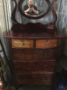 Wooden Dresser with top mirror