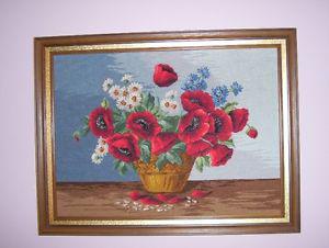 Basket of Poppies needlepoint