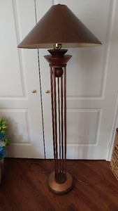 Beautiful copper colored metal standing lamp and shade