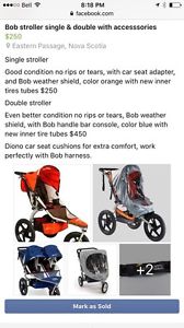 Bob stroller Single & Double with accessories