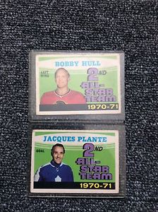 Bobby hull and Jacques plante cards