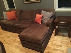 Brown Sectional Microfiber Sofa