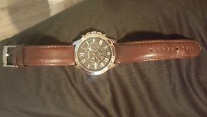 Brown leather band men's fossile watch