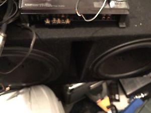Clarion subwoofers, kenwood amp and all cords