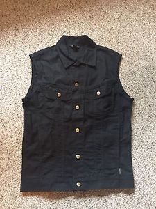 Dakota Black/Brown Denim Vests size Small