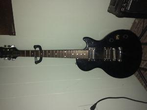 Electric guitar with amp and stand