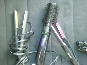 Hair straightener, hot air spin brush curler and newer style