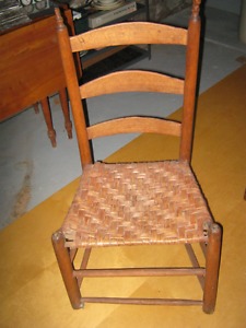LADDER BACK WICKER SEAT ANTIQUE CHAIR