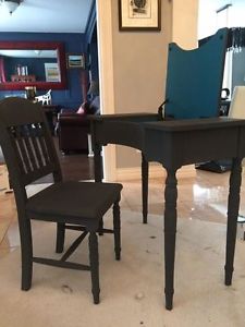 Makeup vanity or desk and chair. Storm grey chalk paint
