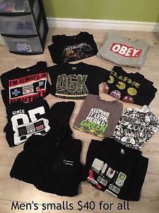 Men's size small shirts and sweaters $40