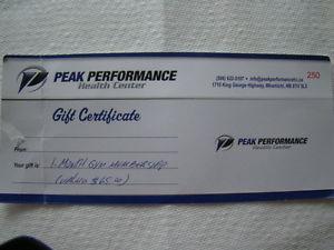 Peak Performance Gift Certificate