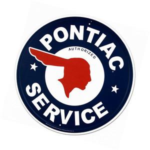 Pontiac Service Car Dealer Logo Round Retro Vintage