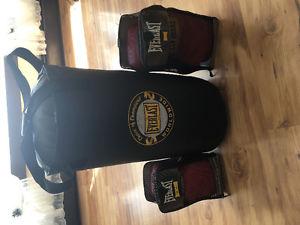 Punching bag and gloves