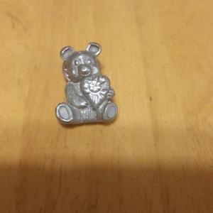 Silver Teddy bear pin