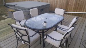 Solid steel patio set