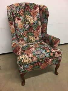 Vintage floral wing back chair