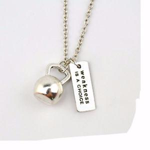 "Weakness is a Choice" Kettle Bell Necklace