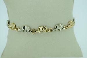 10K White and Yellow Gold Elephant Bracelet