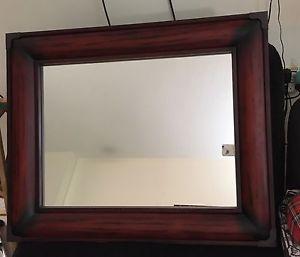 26"x32" beautiful wood framed mirror metal corners $50
