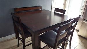 6 pc Brown solid wood pub style set