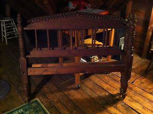 Antique spindle bed head and foot board