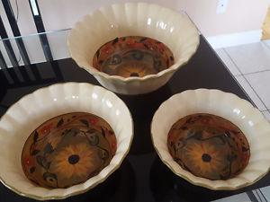 Brand new 3 pieces painted ceramic bowls