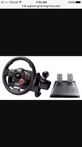 Logitech GT force steering wheel and pedals for ps3