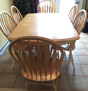Natural finish, solid wood table and chairs