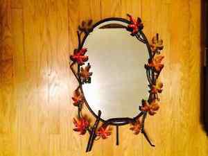 Oval Mirror with Autumn Leaves