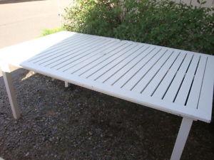Patio Table - White Metal Slatted