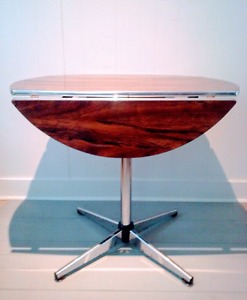 RETRO Drop Leaf Chrome Table Wood Antique Vintage